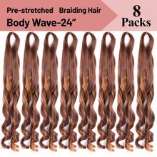 8 Packs French Curly Braiding Hair For Box Braids 24Inch Pre Stretched Loose Wavy  Bouncy Braiding Hair Extensions 75g/Pack Synthetic French Curl Crochet Hair Braids Extensions For Women Daily Holidays Party And Cosplay Braided Hair - đồng đỏ pha nâu sẫm-P33/30 - Xem 4