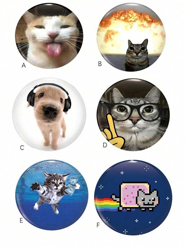 1pc 4.4cm/1.73inch Cute Cat Eyes, Cat Ear, Flying Cat Design Safety Pin Badge/Brooch, Suitable For Attaching To Clothes, Bags, Backpacks, Fun Gift For Friends And Family