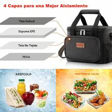 Bolsa térmica de mano, mochila térmica de picnic portátil de gran capacidad (15L) - Gris - Ver 4