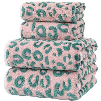 1pc Coral Fleece Jacquard Towel/Bath Towel, 2pcs Set (Bath Towel + Hand Towel) With Leopard Print, Elephant, Heart And Other Holiday Designs, Super Absorbent, Non-Shedding, Soft & Skin-Friendly, Ideal For Bathroom Use, Face & Body Drying, Available In Multiple Colors Shower Towels For Beaty Salon, Hotel Sports,Home Essentials, Towel, Skin Care Bath Towel Sheet