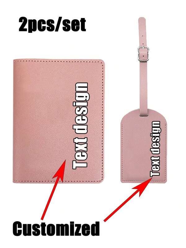 2 pièces/set étui à passeport en cuir personnalisé et étiquette à bagages - personnalisés avec des lettres et un nom, étui à passeport pour étudiants, voyageurs, hommes et femmes, porte-ticket pour vol, voyage, extérieur, coloré, mignon, adorable, sobre, amusant, kawaii, Y2K, minimaliste, navettage, décontracté, basiques, personnalisé, unique, idéal pour lui, idéal pour elle, famille, amis, copine