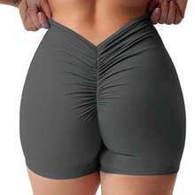 Women's High Waist Sexy V Back Yoga Shorts For Tummy Control Fitness Athletic Workout Running Shorts Sport Butt Scrunch Booty Yoga Shorts Buttery Soft Tummy Control Gym Shorts For Workout Sport Running Biking - 深灰色 - 查看 5
