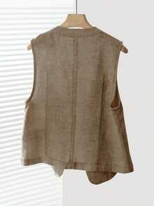 Women's Casual Linen Short Blazer Vest, Spring And Summer