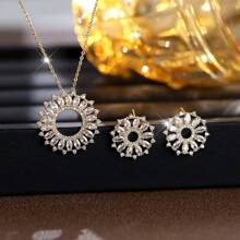 2pcs/Set Luxury Fashion Elegant Floral Necklace & Earring Jewelry Set, Suitable As Party Gift For Women