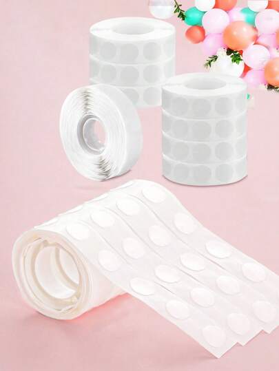 100 قطعة/لفة غراء بالونات لاتكس، شريط لاصق شفاف ثنائي الوجه للبالونات دائري، غراء بالونات شفاف غير مرئي لديكور الأعياد والمناسبات (100 قطعة/1 لفة)