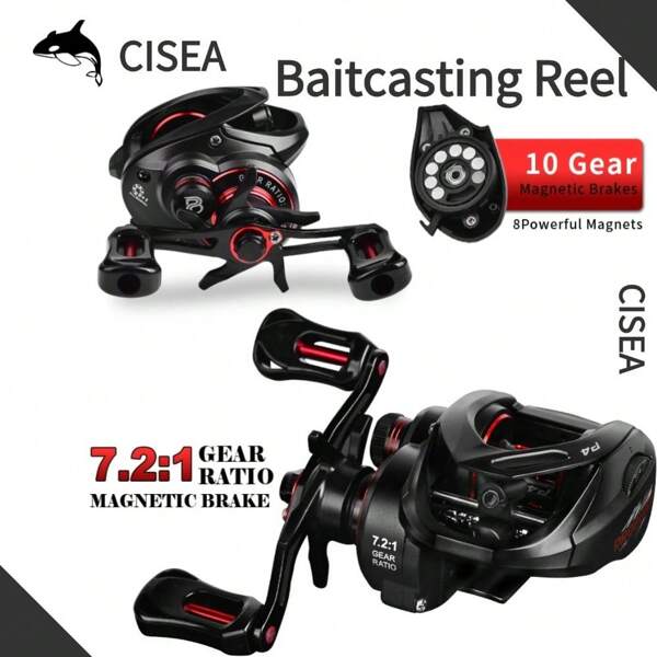 CISEA Kołowrotek wędkarski CISEA F61 Lure Water Drop Wheel 7.2: 1 Metal Rocker Arm Long Shot 5+1BB czarny