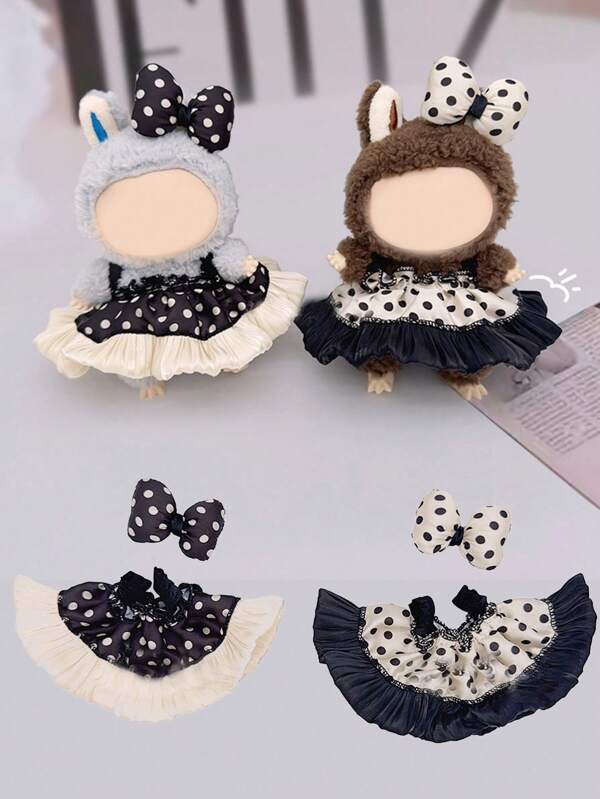 Compatible With Labubu Doll Suits, Creative Outfits, Skirts, Bows, Two Pieces Doll Accessories