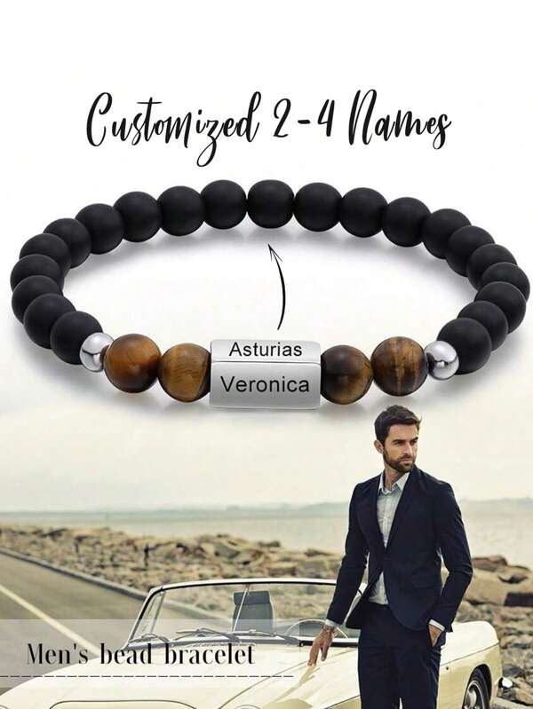 1 Stück Herren Perlenarmband, Vatertagsgeschenk, Geschenk für Vater, Vatertags Geschenk, Geschenk für Freund, individuelles Armband, Namensarmband, individuelles Armband
