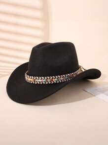 1 pieza Sombrero Trilby de unicolor para niños, Sombrero de vaquero estilo occidental para niñas, Adecuado para fiestas, reuniones y salidas