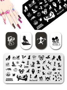Disney 4 pezzi Piastre per Timbro Unghie  Hot cartoni animati Series /Bambi Piastra per Timbro Unghie Dalmata /Re Leone Piastra per Timbro per Arte delle Unghie