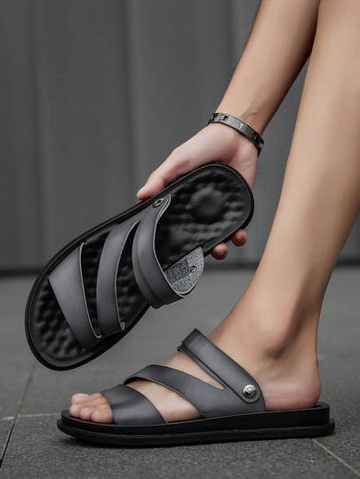 New Fashion Casual Men's Slip-On Sandals, Outdoor Beach Style Indoor/Outdoor Wear Slippers, Suitable For All Seasons