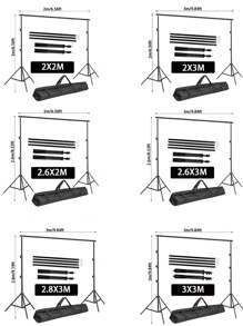 1Set Photo Studio Backdrop Support Kit Includes 2Pcs Background Brackets,Splicing Crossbars,Portable Bag For Carrying Hands,2X2M/2X3M/2.6X2M/2.6X3M/2.8X3M/3X3M High Adjustable Background Stand For Parties, Photoshoot, Photography, Projector Screen, Movie Screen, Wedding, Events Decoration, Balloon ﻿