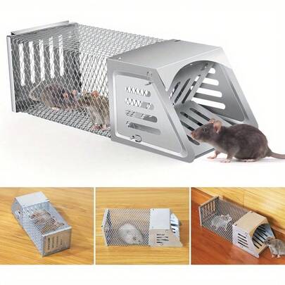 Indoor & Outdoor Pest Control Cage – Humane Metal Design, Intelligent Pedal Trigger, Catches Rats/Squirrels/Chipmunks – Universal Rodent Trapper!
