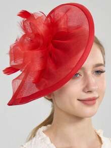 1 件羽毛头饰头带女士茶会帽肯塔基德比帽鸡尾酒婚礼新娘头饰头带夹女士女孩生日母亲节万圣节圣诞节礼物 - 彩色 - 查看 14