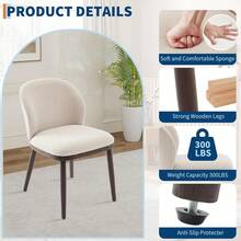 strundghti Dining Chair Set Of 2/4/6,Modern Upholstered Kitchen Chairs With Ergonomic Back Support,265lbs Capacity Dining Room Chairs With Wood Legs For Kitchen Dining Room Restaurant - Màu be-2 chiếc - Xem 5