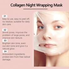 Máscara de Sono Enroladora de Colágeno da Noite, Máscara Facial de Gel Profundamente Hidratante, Máscara Facial Hidratante