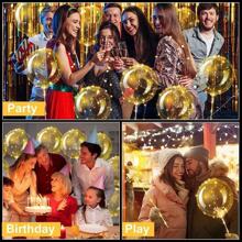 10 pièces Ballons LED transparents avec des bâtons, ballons à bulles lumineux, convient pour Noël, Nouvel An, anniversaire, décoration de mariage, mise en page des vacances, décoration de Noël, fonctionnement sur batterie (piles non incluses)