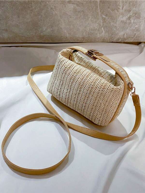 Mini sac de paille minimaliste. Nouveau sac à main tressé en paille. Sac à main de mode polyvalent pour femmes, sac bandoulière/sac à bandoulière. Cadeau idéal pour l'été et la plage pour les filles, les femmes et les étudiantes. Produit essentiel pour les vacances