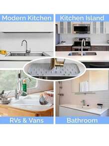1pc Silicone Drain Mat, Kitchen & Bathroom Faucet Anti-Splash Sink Drain Mat