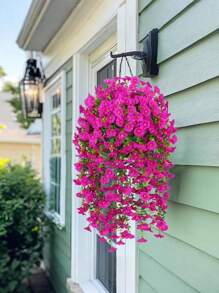 1 pieza Flor artificial simulada, Flor artificial de Campanilla con hojas de eucalipto, plantas colgantes realistas, adecuadas para boda, hogar, oficina, jardín, decoración de cumpleaños, aniversario, graduación, decoración de jardín, plantas de exterior, jardinería, flores artificiales, decoración de hogar y jardín, decoración de habitaciones, regalo decorativo de cumpleaños y graduación