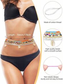 8 Pieces 50 Inch Waist Beads African Belly Chain Plus Size Belly Body Beads For Women Colorful Waist Jewelry Accessories2025 - Phong cách dễ thương - Xem 6
