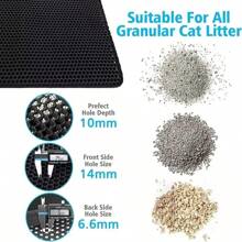 1 pièce Tapis à litière pour chat, grand tapis de trappe à litière pour chat à double couche en nid d'abeille, tapis imperméable antidérapant pour boîte à litière de chat au sol, tapis de litière pour chat, fournitures pour chat