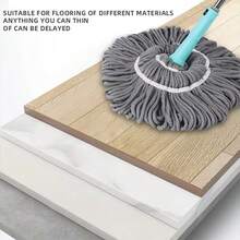 Trapeador Mágico Magic Mop autoexprimible acero inoxidable giratorio fácil exprimir trapeador plegable limpieza pisos seco húmedo casa trapeador multiusos sistema rotatorio resistente moderno - Gris - Ver 7
