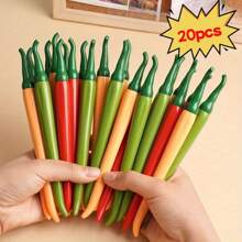 20pcs/10pcs Creative Realistic Chili Pepper Shaped Gel Ink Pens | Cute Red, Green, Yellow Design, Smooth Writing, Ideal For Office, Coworker Gifts, Company Events School Supplies,Back To School