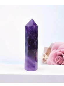 1pc Natural Amethyst Quartz Crystal Obelisk, Crystal Wand Point, Mineral Specimen, Energy Balancing, Decor, Spiritual Healing - Purple - View 16