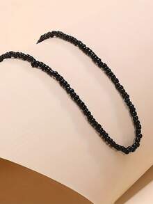 1 chiếc vòng cổ choker đính hạt thời trang Bohemian - màu đen - Xem 3