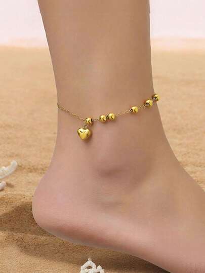 MONALLY Tobillera con cadena de bolas chapada en oro de 18K, joyería de acero inoxidable para mujeres, adecuada para vacaciones de verano, viajes, playa, fiestas, regalo de cumpleaños, no se desvanece
