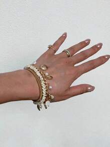 Bracelet de perles de coquillages, pendentif de coquille, de conque et de perle, bracelet de perles de paille, design créatif, style vacances, s'assortit bien avec des perles d'eau douce, convient pour un port quotidien