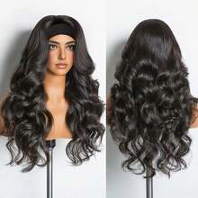 Headband Wig Human Hair 200 % Density 26 Inch Body Wave Headband Wigs For Women  Brazilian Virgin Hair Glueless None Lace Front Wig Human Hair Headband Wig 200% Density Natural Color - Natural Black - 查看 2