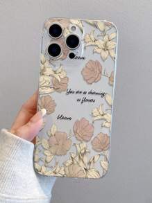 1pc Floral Print Transparent Soft TPU Phone Case, Anti-Fall Anti-Scratch Anti-Fingerprint, Camera Lens Protection, Compatible With Apple, Nothing, Pixel, INFINIX, Redmi