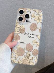 1pc Floral Print Transparent Soft TPU Phone Case, Anti-Fall Anti-Scratch Anti-Fingerprint, Camera Lens Protection, Compatible With Apple, Nothing, Pixel, INFINIX, Redmi