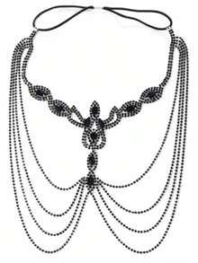 1pc Exaggerated Crystal Black Mask, Makeup Masquerade Party Accessory For Women - Black - View 6