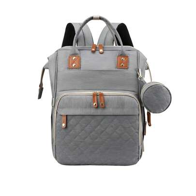 1pc Multifunctional Baby Stroller Bag, Large Capacity Folding Bed Mommy Backpack, Can Be Carried On Both Shoulders Or By Hand, Oxford Cloth Material, Strong And Wear-Resistant, With Dry And Wet Separation Bag/Sandwich Zipper Bag