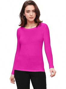 Women's Under Scrub Tee Crew Neck Long Sleeve-Shirt - 霓虹粉紅 - 查看 2