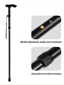 1 件可调节铝合金老年人徒步防滑手杖，可折叠 5 节登山杖
