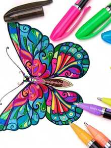 Juego de 60 piezas de marcadores de color con glitter para dibujo y boceto, marcadores para estudiantes, adultos, ilustración de artista, útiles escolares de neón pastel, suministros escolares, de vuelta a la escuela - multicolor - Ver 3