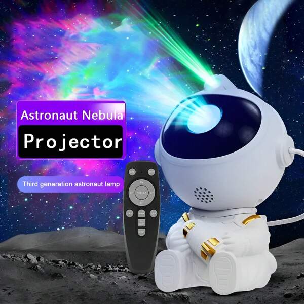 1Pc Galaxy Projector Night Light, Airplane Astronaut Star Projector, Starry Nebula Ceiling LED Lamp With Remote For Home Decoration, Bedroom, Christmas, Birthdays Party