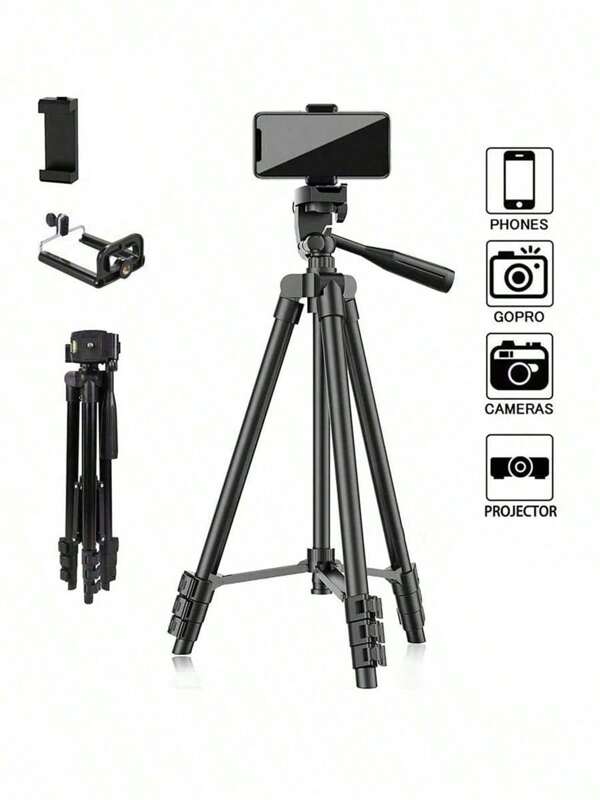 Trépied portable pour téléphone caméra, en aluminium extensible, équipé d'un support de téléphone universel, inclinable et compatible avec Canon, Nikon, , et . Utilisé pour la photographie, les caméras de téléphone, les appareils photo réflex numériques, les selfies, la diffusion en direct photo et l'enregistrement vidéo