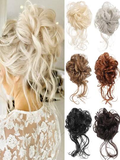 Synthetic Curly Donut Chignon With Elastic Band Scrunchies Messy Hair Bun Updo Hairpieces Extensions For Women