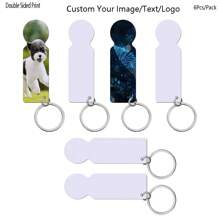 6Pcs/12Pcs Customized Aluminum Shopping Cart Token Key Chain, DIY Double-Sided Printed Picture & Text Metal Keychain Decor Pendant