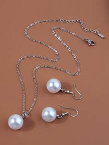 1 conjunto de colar de pérolas elegante feminino com brincos de pérolas conjunto de joias