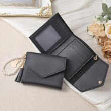 Tassel Beaded Metal Compact Tri-Fold Wallet, Multiple Card Slots And Photo Slots, Women's Short Wallet, Card Holder, Suitable For Daily Use, Work, Business Casual, Great For Gifts, Teachers, Girlfriends, Women, Gift Bags, Back To School, Birthday, Graduation, Handbags, Small Wallets