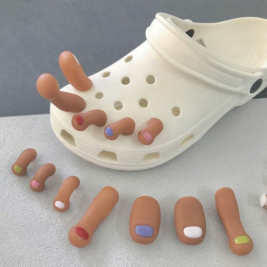 10 pièces Décoration d'orteil mignonne et amusante pour sandales, design 3D réaliste, convient pour les tongs, sandales, chaussures de jardin, cadeaux farces pour anniversaire, hommes - Multicolore - Voir 1