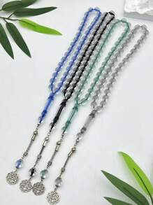 12 mm/33 piezas Pulsera de cuentas de acrílico transparente, cuentas de rosario de uso diario minimalista para hombres y mujeres, cuentas de oración musulmanas