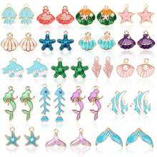 1/5/10/20 pares de encantos del océano para la fabricación de joyas, encantos marinos con temas de playa, surtido de esmalte con animales marinos, estrellas de mar, conchas marinas, colgantes de encanto marinos para collares, aretes, pulseras y manualidades