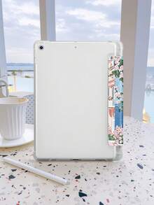 花粉色海滨小镇风景图案平板电脑保护壳，兼容 iPad 9.7/10.2/10.5/10.9/12.9/Pro 11 第 10 代，兼容三星 Galaxy Tab S6 Lite 10.4 英寸，兼容 Kindle Paperwhite 第 12 代 2024，Kindle（第 11 代）2022 年发布，柔软防摔保护，智能支架/自动唤醒/睡眠 - 彩色 - 查看 3